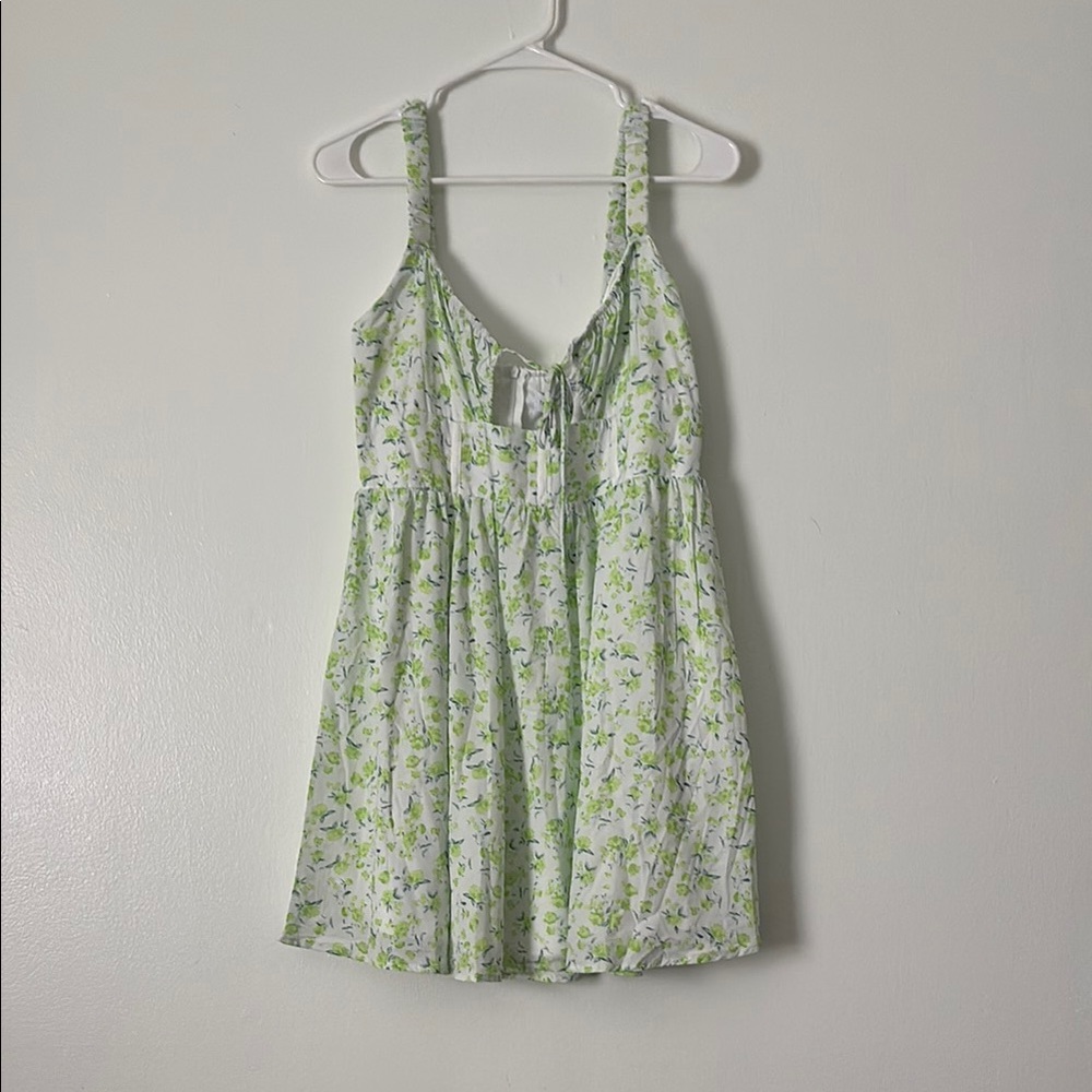 Green Ruched Sundress with Scoop Neck